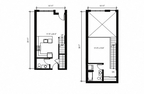 Stack House Apartments in Seattle, Washington 1x1.5 Loft Floor Plan